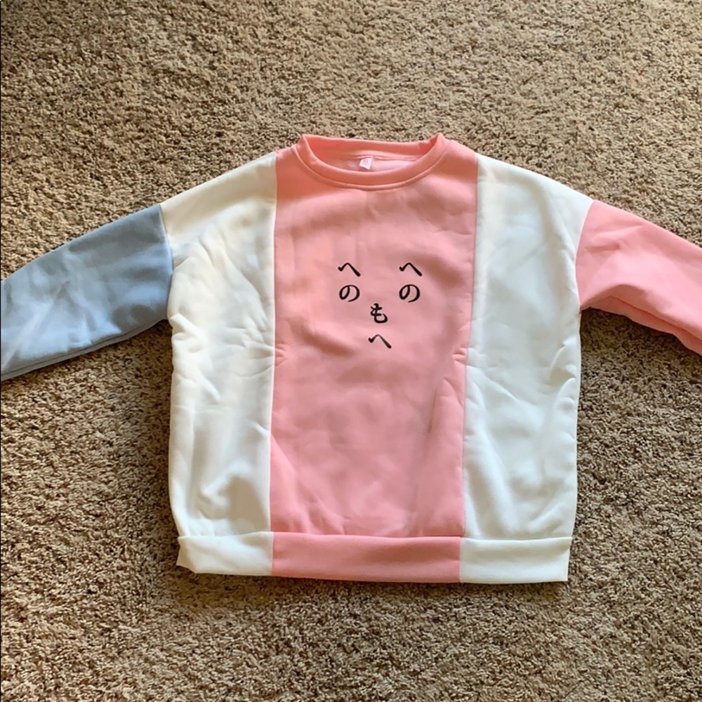 Blue, Pink and White Anime Sweater
